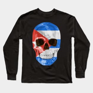 Cuba Flag Skull - Gift for Cuban With Roots From Cuba Long Sleeve T-Shirt